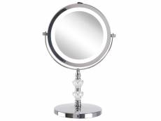 Miroir de table grossissant avec led ø 20 cm argenté laon 265501