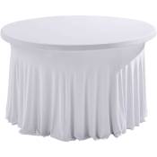 Oviala - Housse élastique blanche pour table ronde 8 personnes diam.150cm - Blanc