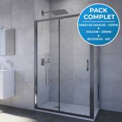 Pack douche : Porte coulissante 120cm + Paroi de douche
