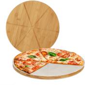 Planche pizza, bambou, x2, assiette ronde 33 cm, papier