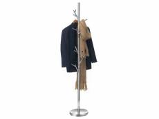 Porte-manteaux zeno portant à vêtements sur pied en forme d'arbre avec 6 crochets sur différentes hauteurs, en métal chromé
