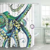Rideau de douche de salle de bain coloré mode pieuvre