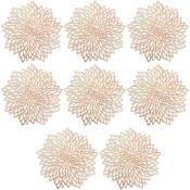 Set de Table Hibiscus, Sets de Table Ronds, pour la DéCoration de Cuisine de Napperon de Mariage (Or , 8 PièCes SéRies)