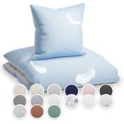 Soft Wonder-Edition parure de lit 135x200 cm bleu gris / blanc