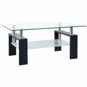 Table basse Noir et transparent 95x55x40 cm Verre trempe