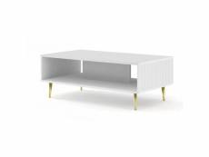 Table basse ravenna avec pieds dorés - blanc mat - l 90 x p 60 x h 43 cm
