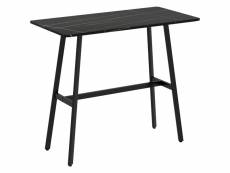 Table de bar - table mange debout - dim. 118l x 58l x 98h cm - châssis piètement acier noir plateau aspect marbre noir veiné blanc