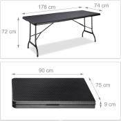 Table de jardin camping pliable 72 x 178 x 74 cm noir