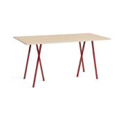 Table haute en chêne et acier rouge 200cm Loop Stand - Hay