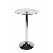 Table haute ronde ø 60 cm avec plateau en verre et pieds en métal