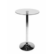 Table haute ronde ø 60 cm avec plateau en verre et