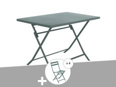 Table rectangulaire Greensboro 110 x 70 cm Vert Jade avec 4 chaises - Hespéride
