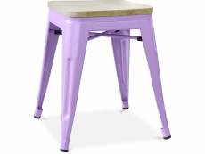 Tabouret design industriel - bois & métal - 45cm - stylix violet pastel