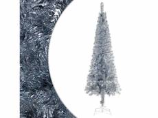 Vidaxl arbre de noël mince avec led et boules argenté 150 cm