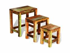 Vidaxl table gigogne 3 pcs vintage bois de récupération