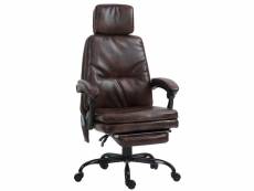 Vinsetto fauteuil de bureau massant avec repose-pieds amovible - 65,5l x 50l x 120,5-128,5h cm - marron