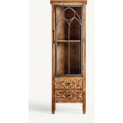 Vitrine, meuble de rangement en bois naturel et métal noir - longueur 52 x Profondeur 35 x Hauteur 160 cm