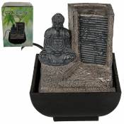 Zen Et Ethnique - Mini-Fontaine d'intérieur grise Bouddha en Polyrésine 16 cm