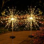 105 LEDs Lumières de Starburst,éclairage pour Chemins Feu d'artifice,Blanc Chaud,IP65 étanche Lampe Solaire Jardin pour Passerelle,Pelouse,2 Pièces
