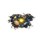 3D Brisé Bleu Cosmique GalaxieDécalcomanies murales, Magique Milky Voie lactée Extérieur l'espace Stickers muraux, Étoiles et solaire Système solaire