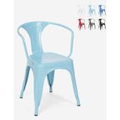 Ahd Amazing Home Design - chaise de cuisine et bar industriel de style avec accoudoirs en acier steel arm Couleur: Turquoise