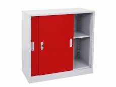Armoire à dossiers boston hwc-f41, armoire en acier, avec portes coulissantes 90x90x45cm ~ rouge