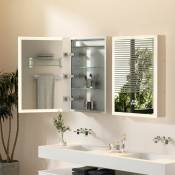 Armoire Miroir led Salle de Bain: Meuble Argenté de Rangement Toilette avec Miroir Armoire Rectangulaire à Pharmacie Murale avec Miroir avec