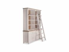 Bibliothèque 4 tiroirs bois blanc 180x45x220cm - décoration d'autrefois