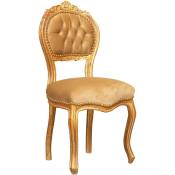 Biscottini - Chaise de salon dorée Louis xvi 90x45x42 Chaise en bois Fauteuil de chambre à coucher Style français Fauteuil baroque rembourré