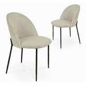 BRENDA - Lot de 2 chaises design en velours beige et pieds noirs - Beige