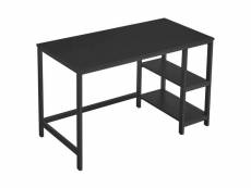 Bureau informatique table avec rangement avec étagère à 2 niveaux à gauche ou à droit pour bureau salon cadre en métal style industriel noir helloshop