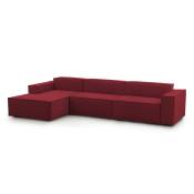Canapé d'angle en tissu rouge 160x170 cm