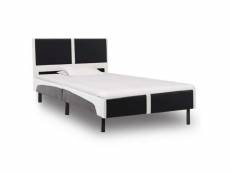 Contemporain lits et accessoires reference kampala cadre de lit noir et blanc similicuir 90 x 200 cm