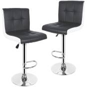 Dazhom - Lot de 2 chaises de bar noir blanc tabourets