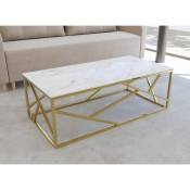 Deco In Paris - Table basse design effet marbre et métal doré rectangulaire denys - blanc doré