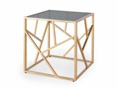 Elina - table basse en verre carrée noir et métal doré