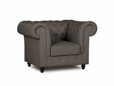 Fauteuil chesterfield en simili cuir taupe - wilston