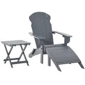 Fauteuil jardin pliable repose-pied table basse sapin