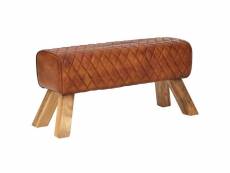 Finebuy banc cuir véritable bois massif 89x46x35 cm cuir modern turnbock | tabouret en cuir springbok | pouf ottoman rembourré