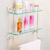 Gold Double Layer Racks de salle de bain Glass Cosmetic