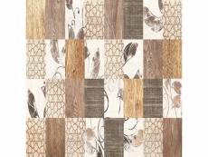 Homemania tapis imprimé brown patchwork - patchwork - décoration de maison, tapis d'entrée - antislip - pour couloir, cuisine, chambre, salon - multic