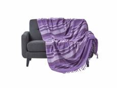Homescapes jeté de lit ou de canapé à rayures morocco - violet - 255 x 360 cm SF1293C