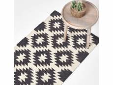Homescapes tapis kilim en coton à motif géométrique noir et blanc - zurich - 66 x 200 cm RU1290A