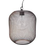 Jhy Design - Lampe suspendue à piles lanterne en maille métallique, 22 cm de haut, noir