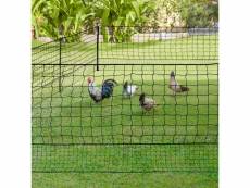 Kit clôture filet à poules 24 m avec porte 9 piquets double pointe