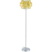 Lampe sur pied, abat-jour aspect cristal, pied et socle ronds, douille E27, moderne, 150 x 34 cm, or/argent - Relaxdays