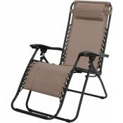 Le playa chaise longue fauteuil relax taupe pliable reglable l176x64 x h108/46cm - taupe