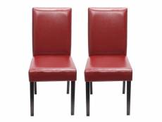Lot de 2 chaises de salle à manger synthétique rouge pieds foncés cds04044