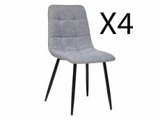Lot de 4 chaises en polyester coloris gris clair et pieds en métal noir - longueur 44 x profondeur 55 x hauteur 83,50 cm