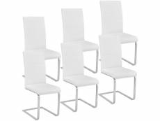 Lot de 6 chaises pieds acier siège de salon cuisine salle à manger design carré élégant blanc helloshop26 08_0000121